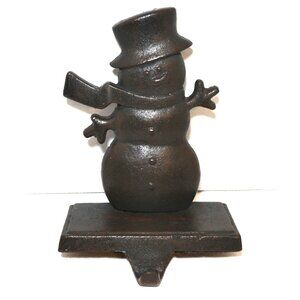 Cast Metal Snowman Christmas Stocking Holder Holiday Decor